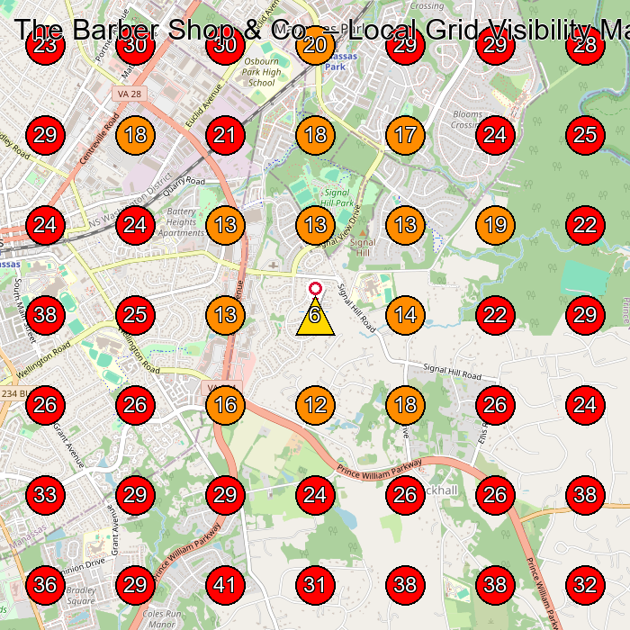The Barber Shop & Co. GeoGrid visibility map for Barber Shop in Manassas